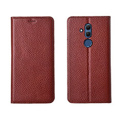 Custodia Portafoglio In Pelle Cover con Supporto T08 per Huawei Mate 20 Lite Marrone