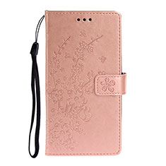 Custodia Portafoglio In Pelle Cover con Supporto T08 per Huawei P40 Pro Oro Rosa