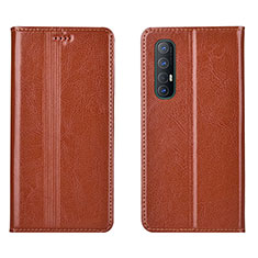 Custodia Portafoglio In Pelle Cover con Supporto T08 per Oppo Find X2 Neo Arancione