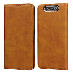 Custodia Portafoglio In Pelle Cover con Supporto T08 per Samsung Galaxy A80 Arancione