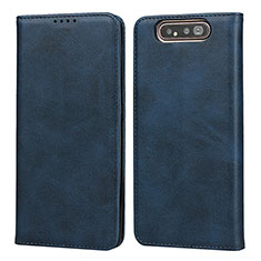 Custodia Portafoglio In Pelle Cover con Supporto T08 per Samsung Galaxy A90 4G Blu