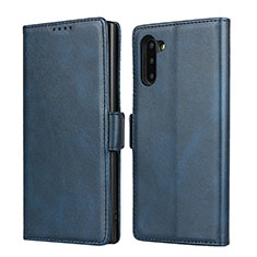 Custodia Portafoglio In Pelle Cover con Supporto T08 per Samsung Galaxy Note 10 Blu
