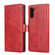 Custodia Portafoglio In Pelle Cover con Supporto T08 per Samsung Galaxy Note 10 Rosso