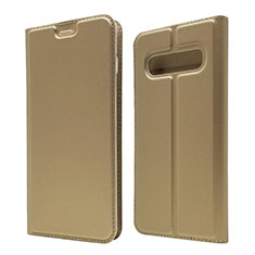Custodia Portafoglio In Pelle Cover con Supporto T08 per Samsung Galaxy S10 5G Oro