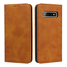 Custodia Portafoglio In Pelle Cover con Supporto T08 per Samsung Galaxy S10 Plus Arancione