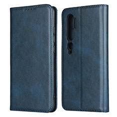 Custodia Portafoglio In Pelle Cover con Supporto T08 per Xiaomi Mi Note 10 Blu