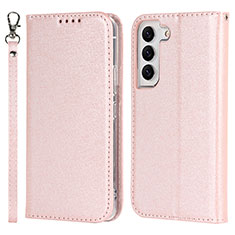 Custodia Portafoglio In Pelle Cover con Supporto T08D per Samsung Galaxy S21 5G Oro Rosa