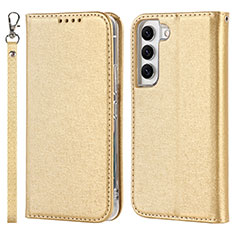 Custodia Portafoglio In Pelle Cover con Supporto T08D per Samsung Galaxy S21 FE 5G Oro