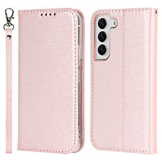 Custodia Portafoglio In Pelle Cover con Supporto T08D per Samsung Galaxy S21 FE 5G Oro Rosa