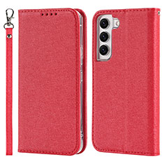 Custodia Portafoglio In Pelle Cover con Supporto T08D per Samsung Galaxy S23 5G Rosso