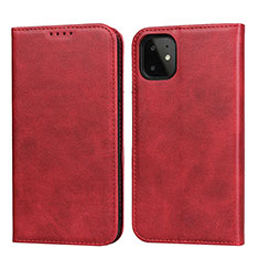 Custodia Portafoglio In Pelle Cover con Supporto T09 per Apple iPhone 11 Rosso