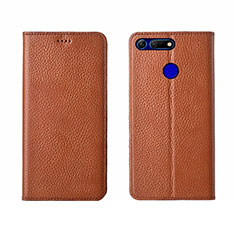 Custodia Portafoglio In Pelle Cover con Supporto T09 per Huawei Honor V20 Arancione