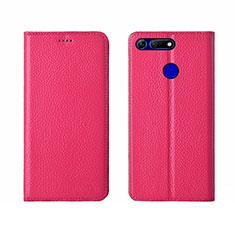 Custodia Portafoglio In Pelle Cover con Supporto T09 per Huawei Honor V20 Rosa Caldo