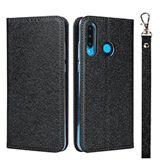 Custodia Portafoglio In Pelle Cover con Supporto T09 per Huawei P30 Lite Nero