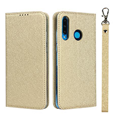 Custodia Portafoglio In Pelle Cover con Supporto T09 per Huawei P30 Lite Oro