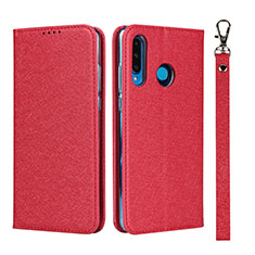 Custodia Portafoglio In Pelle Cover con Supporto T09 per Huawei P30 Lite XL Rosso