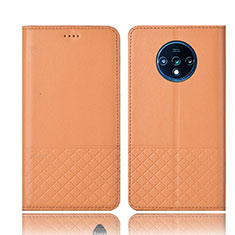 Custodia Portafoglio In Pelle Cover con Supporto T09 per OnePlus 7T Arancione