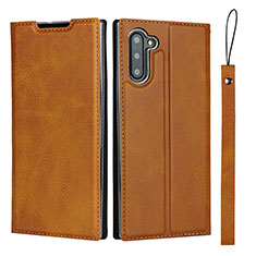 Custodia Portafoglio In Pelle Cover con Supporto T09 per Samsung Galaxy Note 10 5G Arancione