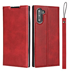 Custodia Portafoglio In Pelle Cover con Supporto T09 per Samsung Galaxy Note 10 5G Rosso