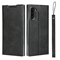 Custodia Portafoglio In Pelle Cover con Supporto T09 per Samsung Galaxy Note 10 Nero