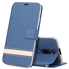 Custodia Portafoglio In Pelle Cover con Supporto T09 per Xiaomi Mi 9T Pro Blu
