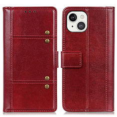 Custodia Portafoglio In Pelle Cover con Supporto T10 per Apple iPhone 14 Rosso