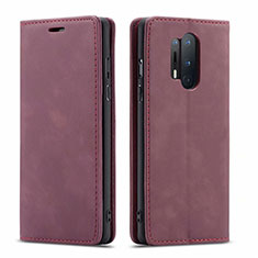 Custodia Portafoglio In Pelle Cover con Supporto T10 per OnePlus 8 Pro Rosso Rosa