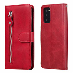 Custodia Portafoglio In Pelle Cover con Supporto T10 per Samsung Galaxy Note 20 5G Rosso