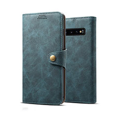 Custodia Portafoglio In Pelle Cover con Supporto T10 per Samsung Galaxy S10 5G Blu