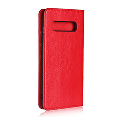 Custodia Portafoglio In Pelle Cover con Supporto T10 per Samsung Galaxy S10 Plus Rosso