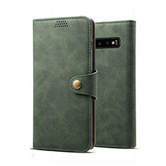 Custodia Portafoglio In Pelle Cover con Supporto T10 per Samsung Galaxy S10 Verde