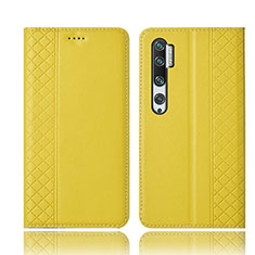 Custodia Portafoglio In Pelle Cover con Supporto T10 per Xiaomi Mi Note 10 Pro Giallo