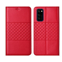 Custodia Portafoglio In Pelle Cover con Supporto T11 per Huawei Honor View 30 5G Rosso
