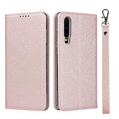 Custodia Portafoglio In Pelle Cover con Supporto T11 per Huawei P30 Oro Rosa