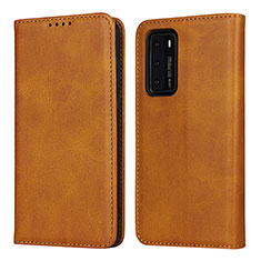 Custodia Portafoglio In Pelle Cover con Supporto T11 per Huawei P40 Arancione