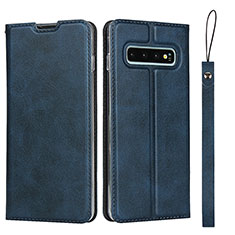 Custodia Portafoglio In Pelle Cover con Supporto T11 per Samsung Galaxy S10 Plus Blu