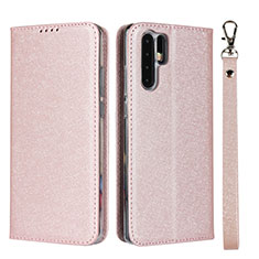 Custodia Portafoglio In Pelle Cover con Supporto T12 per Huawei P30 Pro New Edition Oro Rosa
