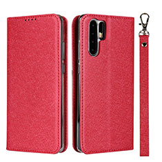 Custodia Portafoglio In Pelle Cover con Supporto T12 per Huawei P30 Pro Rosso