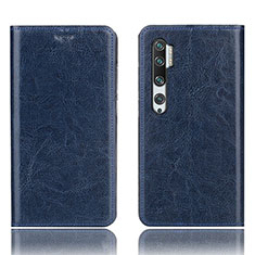 Custodia Portafoglio In Pelle Cover con Supporto T12 per Xiaomi Mi Note 10 Blu