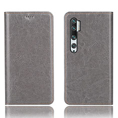 Custodia Portafoglio In Pelle Cover con Supporto T12 per Xiaomi Mi Note 10 Grigio