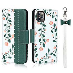 Custodia Portafoglio In Pelle Cover con Supporto T14 per Apple iPhone 11 Pro Verde