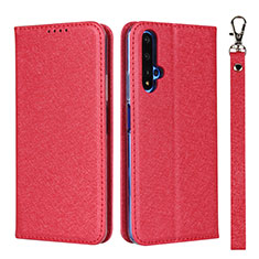 Custodia Portafoglio In Pelle Cover con Supporto T14 per Huawei Honor 20 Rosso