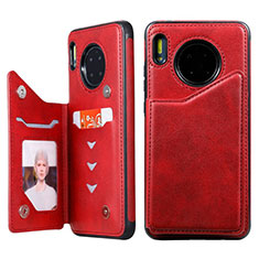 Custodia Portafoglio In Pelle Cover con Supporto T14 per Huawei Mate 30 5G Rosso