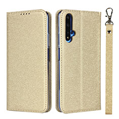 Custodia Portafoglio In Pelle Cover con Supporto T14 per Huawei Nova 5T Oro