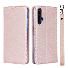 Custodia Portafoglio In Pelle Cover con Supporto T14 per Huawei Nova 5T Oro Rosa