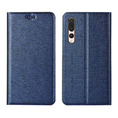 Custodia Portafoglio In Pelle Cover con Supporto T14 per Huawei P20 Pro Blu