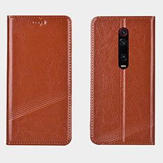 Custodia Portafoglio In Pelle Cover con Supporto T14 per Xiaomi Mi 9T Arancione