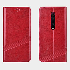 Custodia Portafoglio In Pelle Cover con Supporto T14 per Xiaomi Redmi K20 Pro Rosso