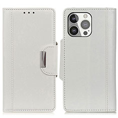 Custodia Portafoglio In Pelle Cover con Supporto T15 per Apple iPhone 14 Pro Bianco