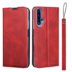 Custodia Portafoglio In Pelle Cover con Supporto T15 per Huawei Honor 20S Rosso